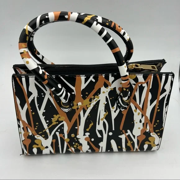 Splattered Paint Design Mini Bag Satchel Purse - Picture 3 of 6